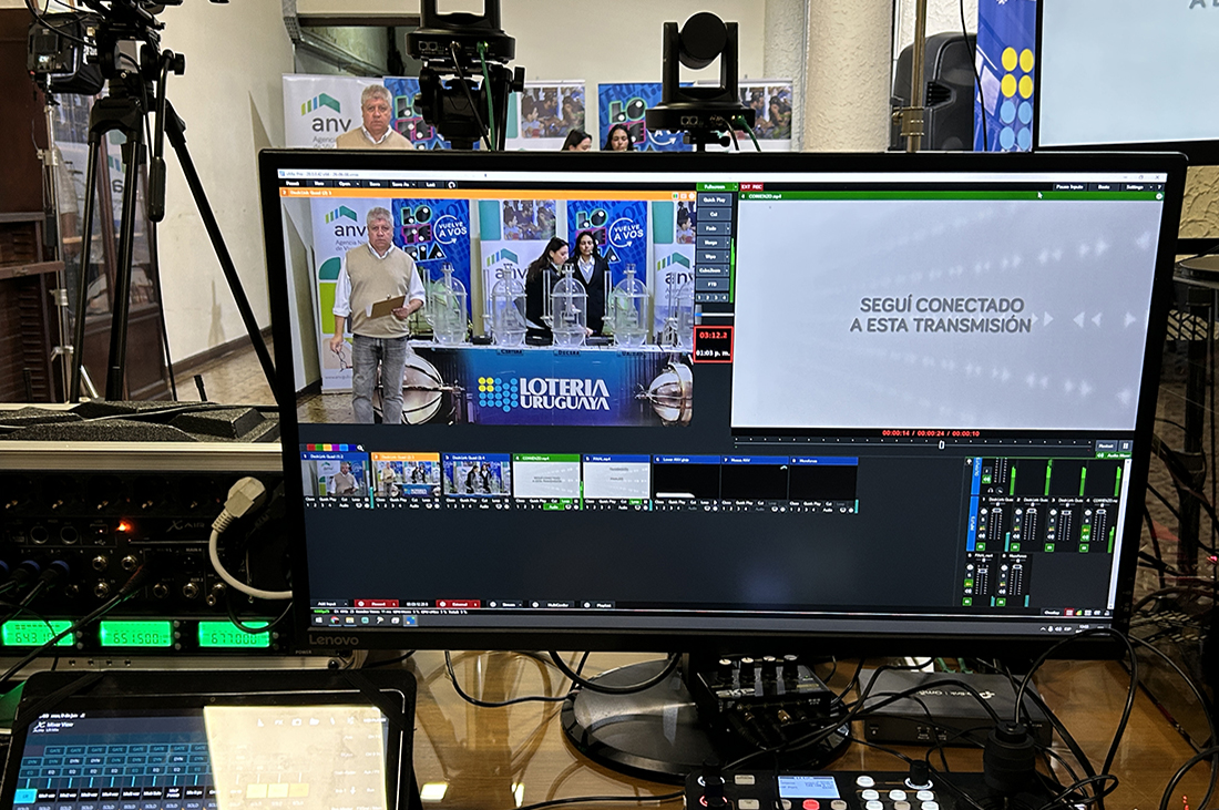 Pantalla de pc trasnmitiendo el sorteo