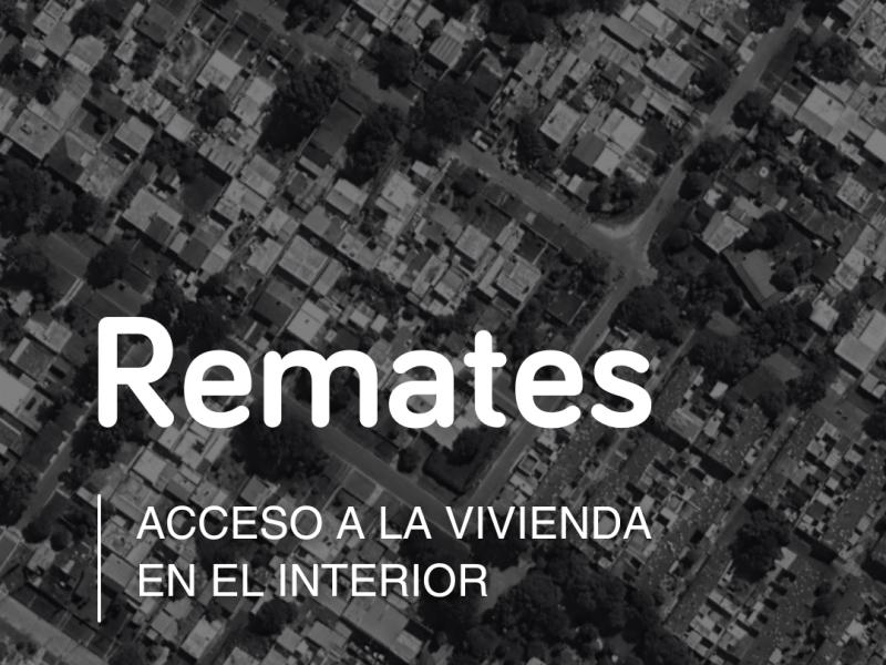 Fondo con imagen aérea de Maldonado, con el siguiente texto: Remates. Acceso a la vivienda en el interior